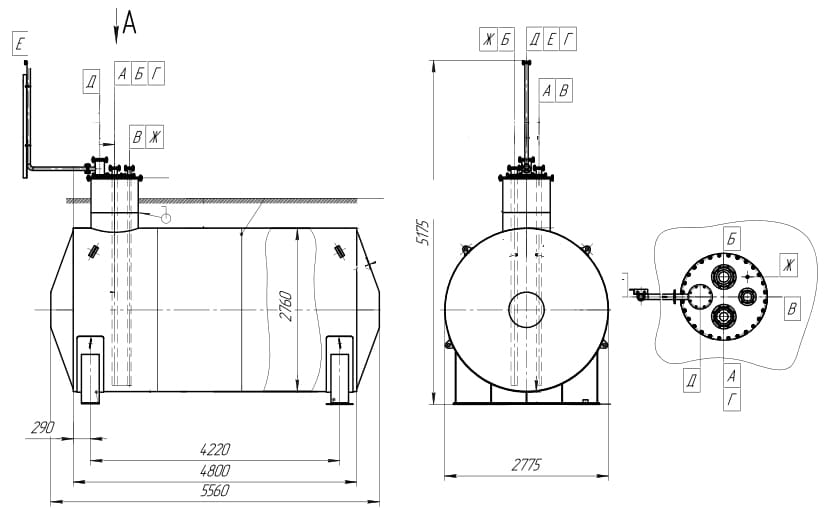 Схема резервуара РГС 25 м3 от СПЕЦХИММАШ